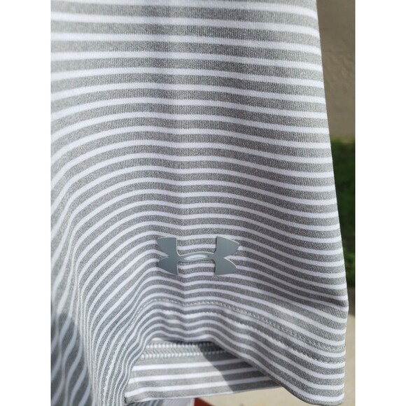 UNDER ARMOUR x WESTMORELAND CC Size XL Gray Racing Stripe Polo Shirt Performance - Picture 5 of 13